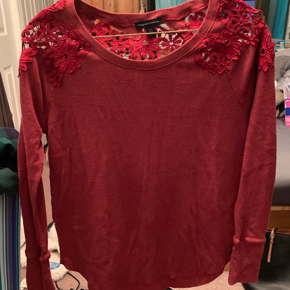 American Eagle Lacy Shoulder Shirt